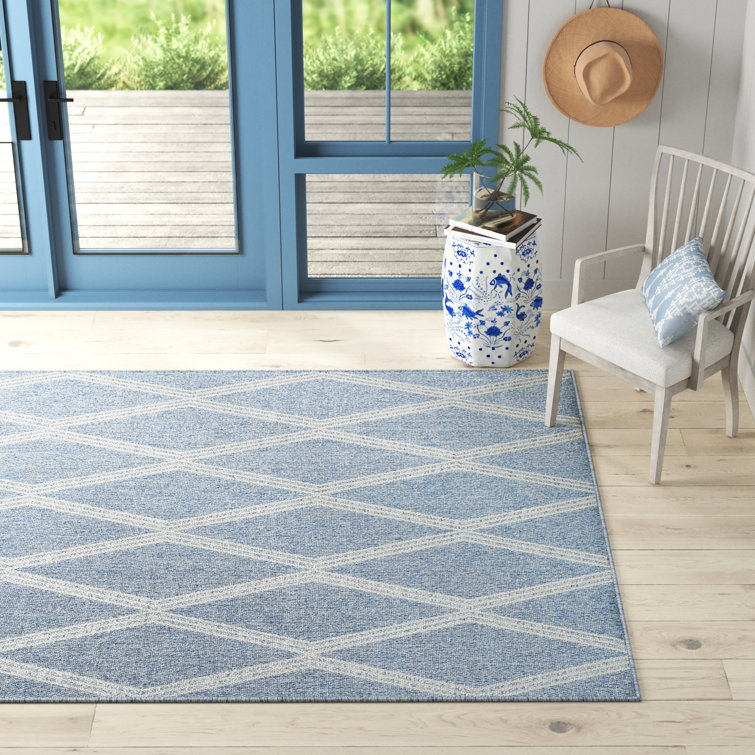 Twill Blue/Gray Indoor/Outdoor Rug Birch Lane